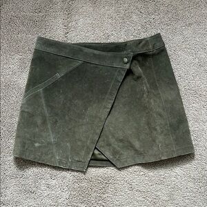 Olive Green leather Women's Skirt NWT